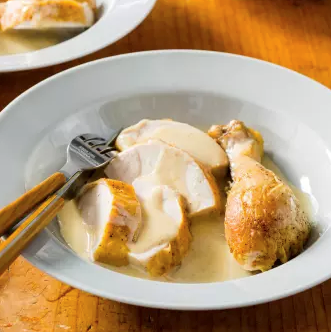 Chicken cooked in milk