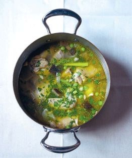 Chicken coriander with greens