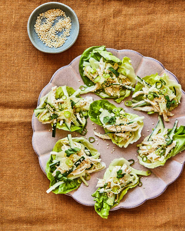 Chicken cups with sesame (tori no gomae)