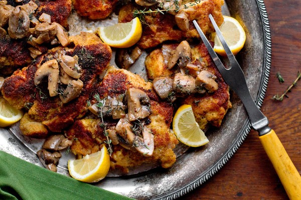 Chicken cutlets with mushroom dressing