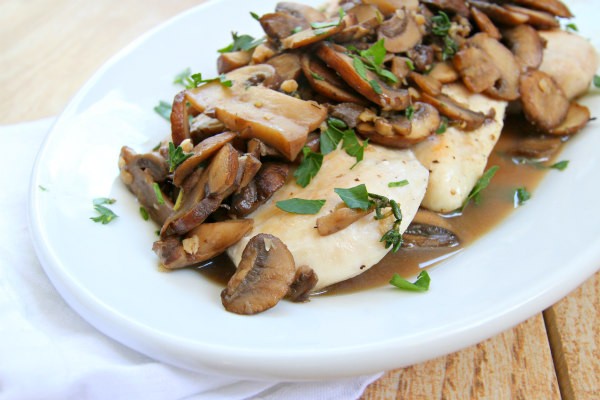 Chicken cutlets with mushroom wine sauce