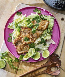 Chicken cutlets with spicy coconut dressing