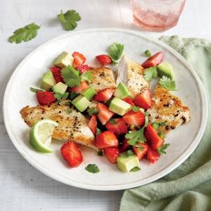 Chicken cutlets with strawberry-avocado salsa