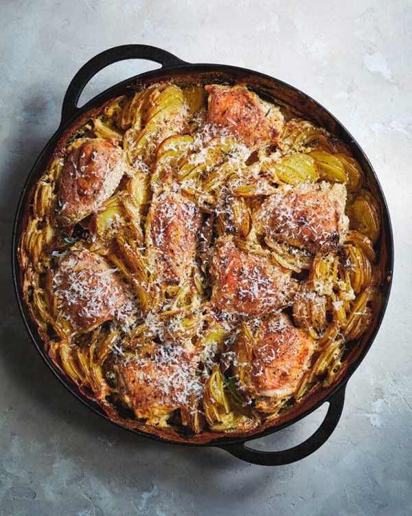 Chicken Dauphinoise with Dijon and cream 