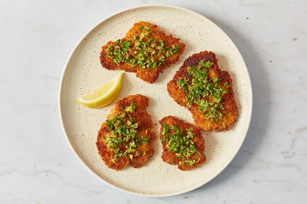Chicken drumstick fillet schnitzels with gremolata
