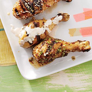 Chicken drumsticks with bourbon-Dijon glaze