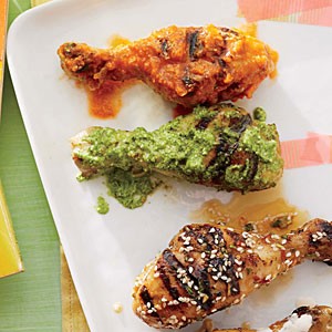 Chicken drumsticks with cilantro pesto