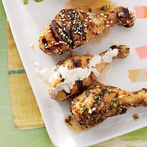 Chicken drumsticks with dill-icious dipping sauce