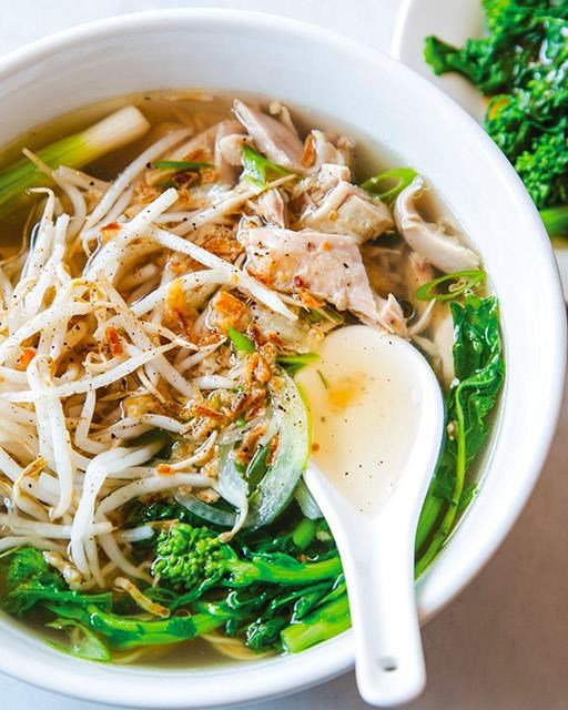 Chicken egg noodle soup