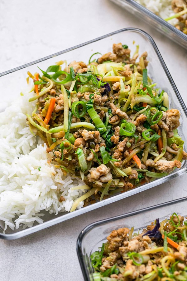 Chicken egg roll bowl