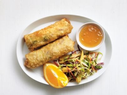 Chicken egg rolls with broccoli slaw