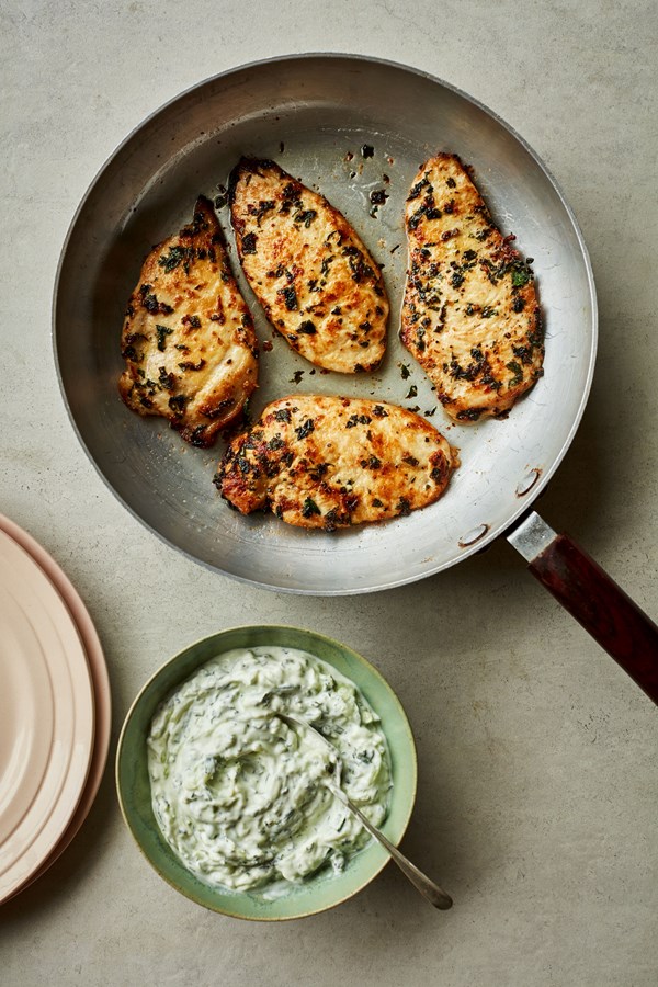 Chicken escalope with tzatziki