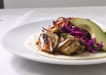 Chicken Fajitas with Crunchy Lime Cabbage and Avocado 