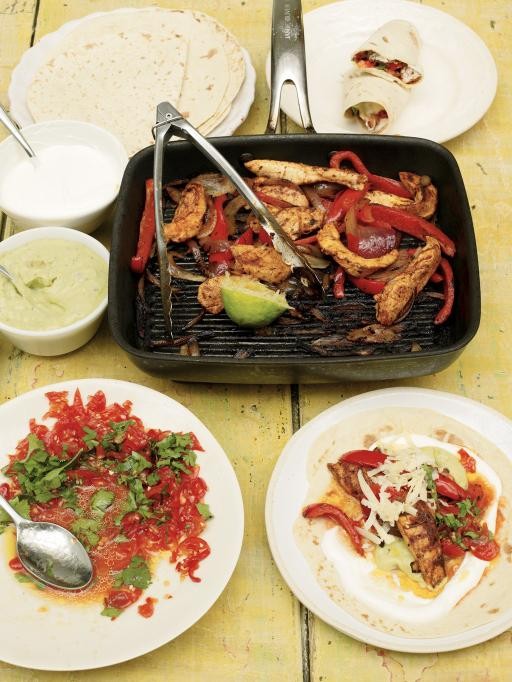 Chicken fajitas with homemade guacamole & salsa