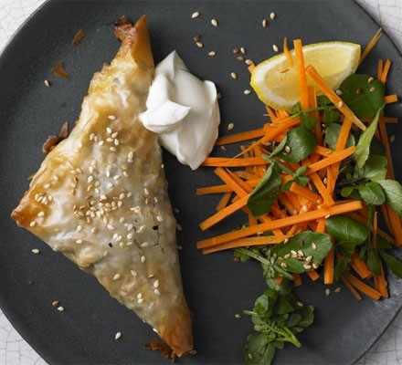 Chicken filo parcels with carrot salad