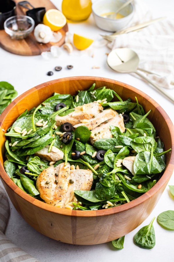 Chicken Florentine salad with lemon-Parmesan vinaigrette