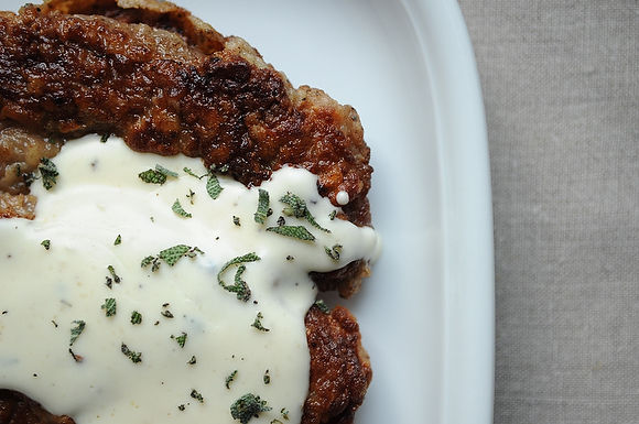 Chicken fried steak with sage gravy