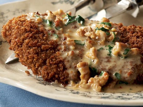 Chicken-fried steak with sausage gravy