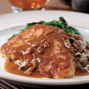 Chicken-fried turkey cutlets with redeye gravy