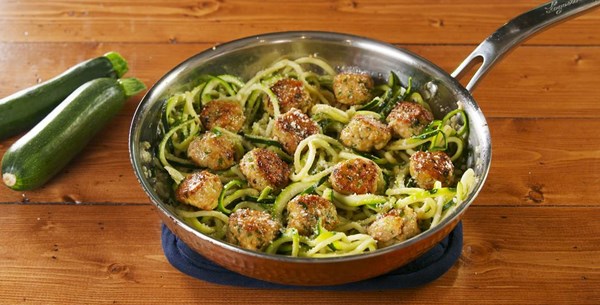 Chicken garlic butter meatballs with zoodles