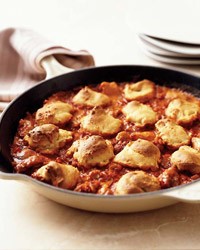 Chicken goulash with biscuit dumplings