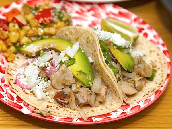 Chicken green chile tacos