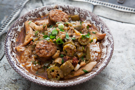 Chicken gumbo with andouille sausage
