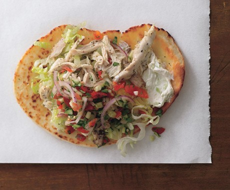 Chicken gyros with cucumber salsa and tsatsiki