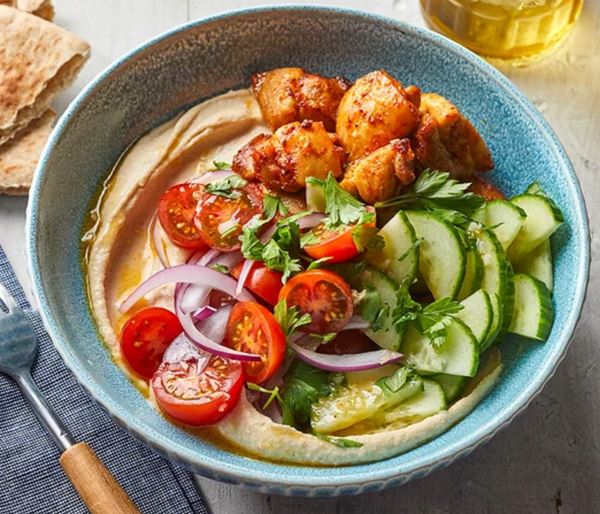 Chicken hummus bowl