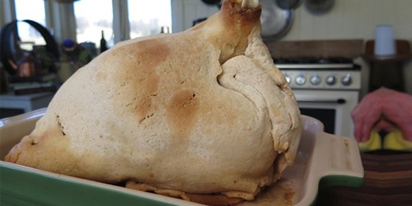 Chicken in a garlic salt crust