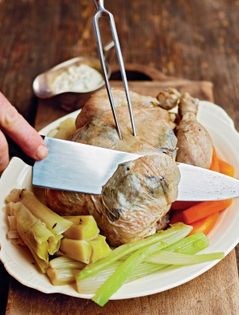 Chicken in a pot with sauce gribiche (Poule au pot Henri IV, sauce gribiche)