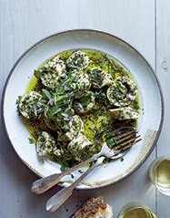 Chicken in an herb garden