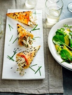 Chicken in filo cones with orange salad