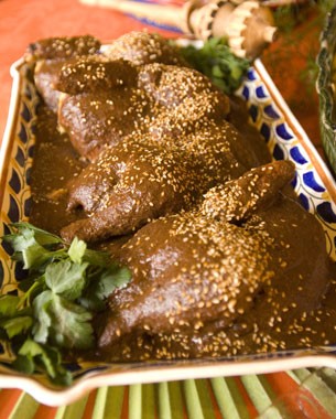 Chicken in mole, Puebla style (Pollo en mole Poblano)