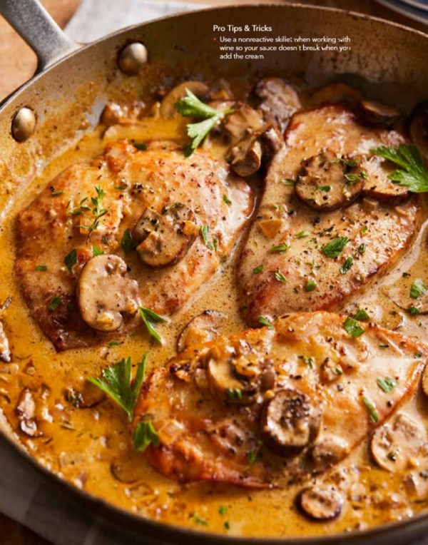 Chicken in mushroom wine sauce