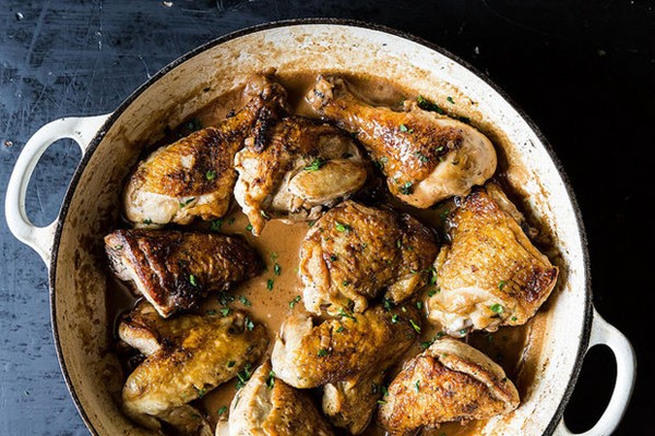 Chicken in red wine vinegar sauce
