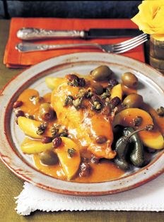 Chicken in sweet-tart sauce (Pebre de pollo)