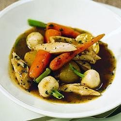 Chicken in the pot with winter herbs