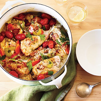 Chicken in wine sauce