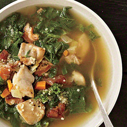 Chicken, kale, and quinoa soup