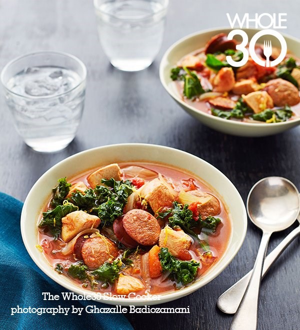 Chicken, kale, and sausage stew