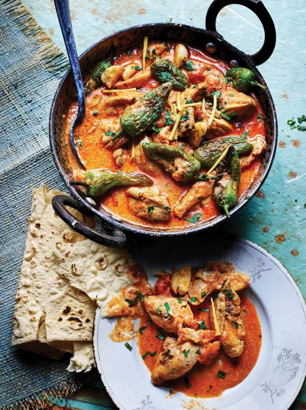 Chicken karahi with chillies and garlic