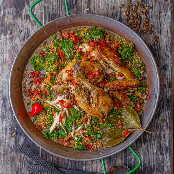 Chicken kedjenou with millet dambu- chicken stew with millet couscous