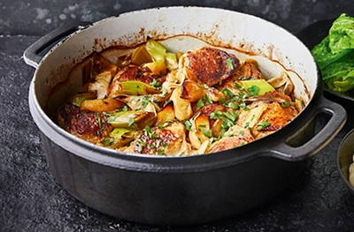Chicken, leek & apple casserole