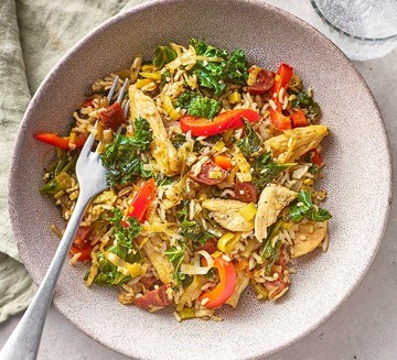 Chicken, leek & brown rice stir-fry
