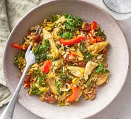 Chicken, leek & brown rice stir-fry