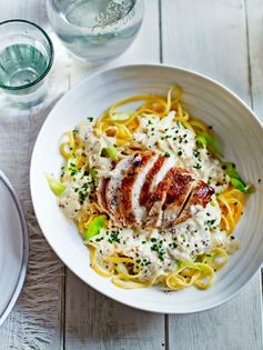 Chicken, leek & cream linguine