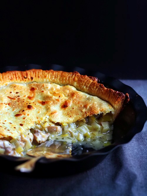 Chicken, leek and fennel pie with cream cheese pastry