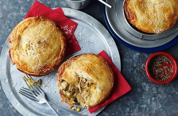 Chicken, leek and sweetcorn pies