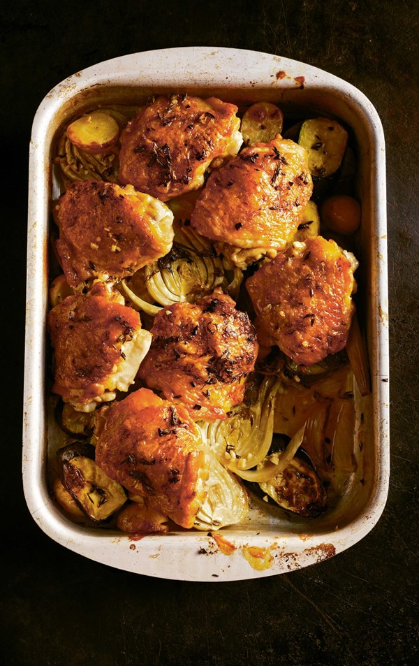 Chicken, lemon & garlic traybake